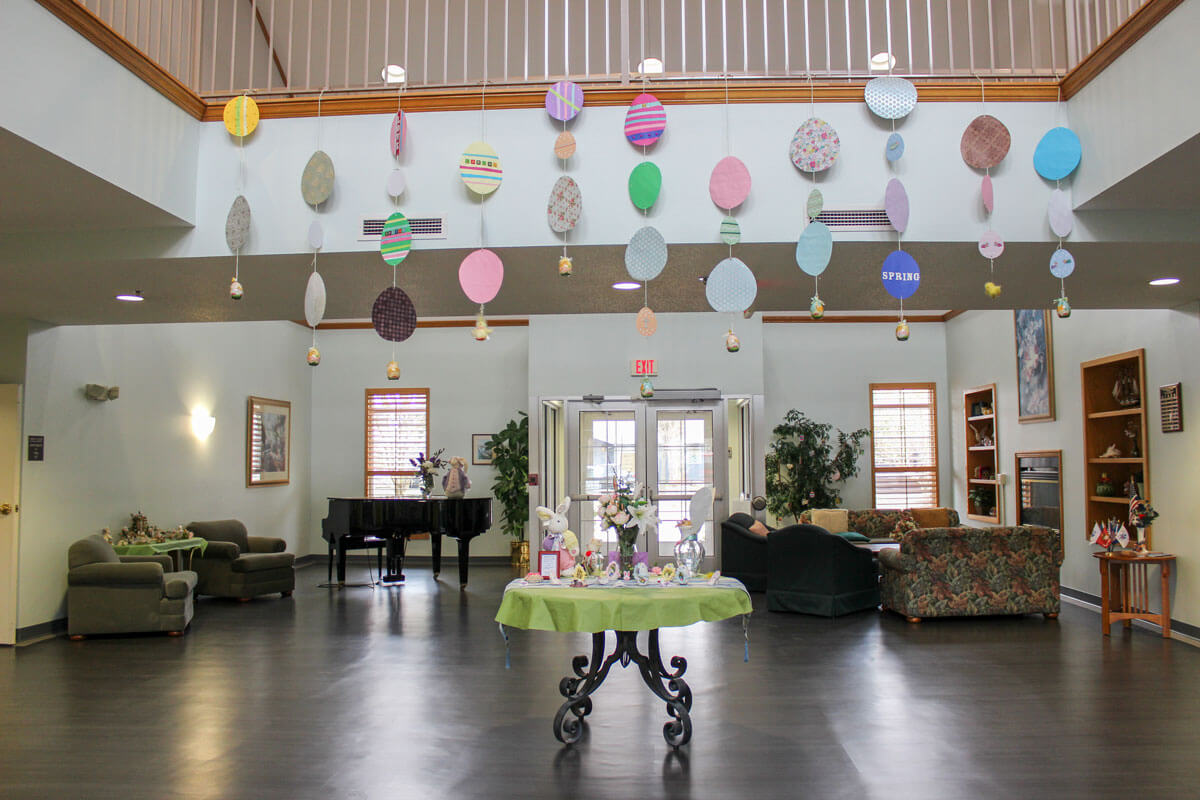 the shores community room easter decoration
